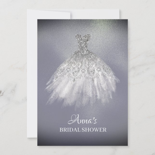 *~* Lavender Gold White Gown Dress Bridal Shower Invitation (Front)