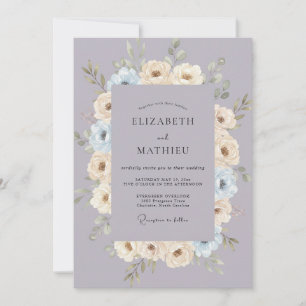 Lavender Golden Champagne Wreath Wedding Invitation