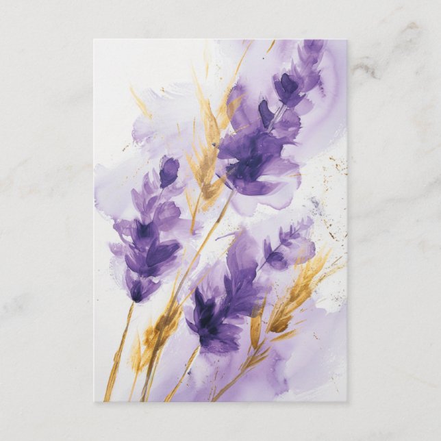 Lavender Golden Watercolor Floral RSVP Card (Front)