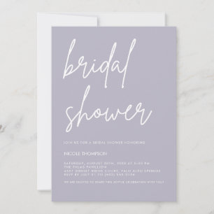 Lavender Gray Minimalist Bridal Shower Invitation 