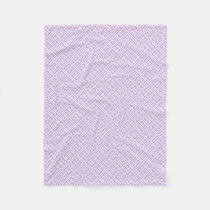 Lavender Greek Key Pattern Fleece Blanket