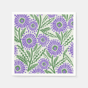 Lavender Green And White Block Print  Napkin