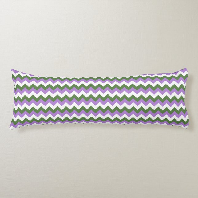 Lavender, Green and White Chevron Zigzag Body Cushion (Front)