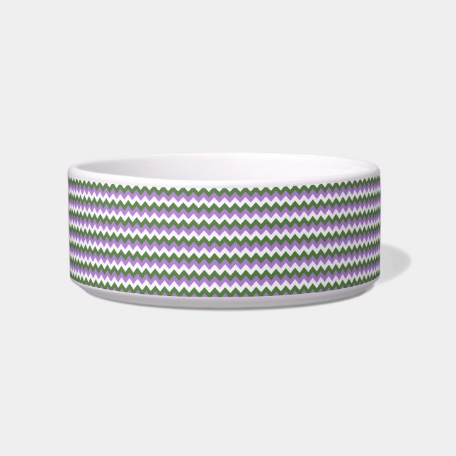 Lavender, Green and White Chevron Zigzag Bowl (Front)
