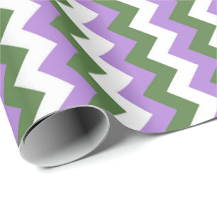 Lavender, Green and White Chevron Zigzag Wrapping Paper