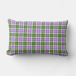 Lavender, Green and White Plaid Lumbar Cushion
