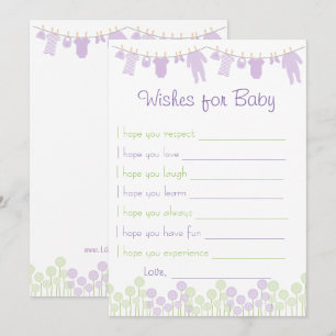 Lavender & Green Baby Shower Wishes For Baby Game Invitation