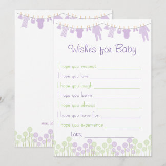 Lavender & Green Baby Shower Wishes For Baby Game Invitation