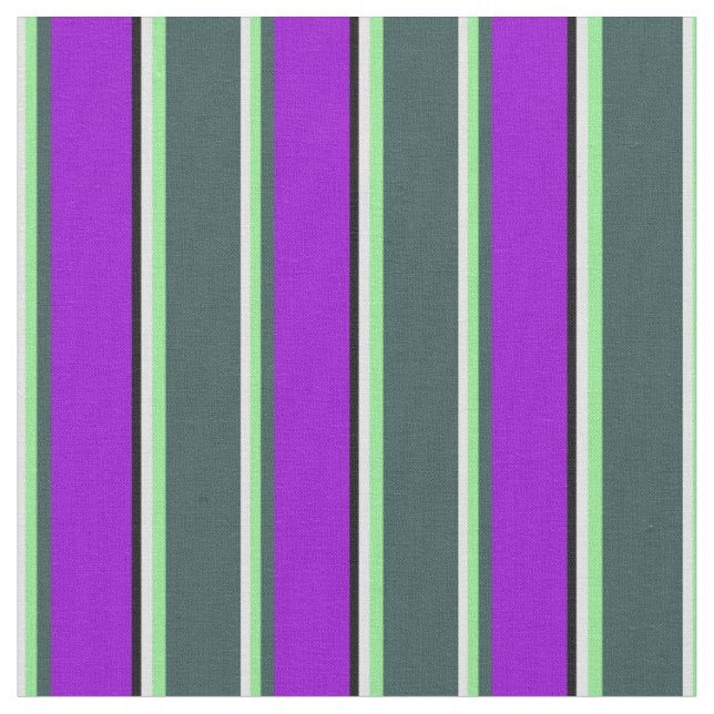 Lavender, Green, Dark Slate Grey, Violet & Black Fabric (Close Up)