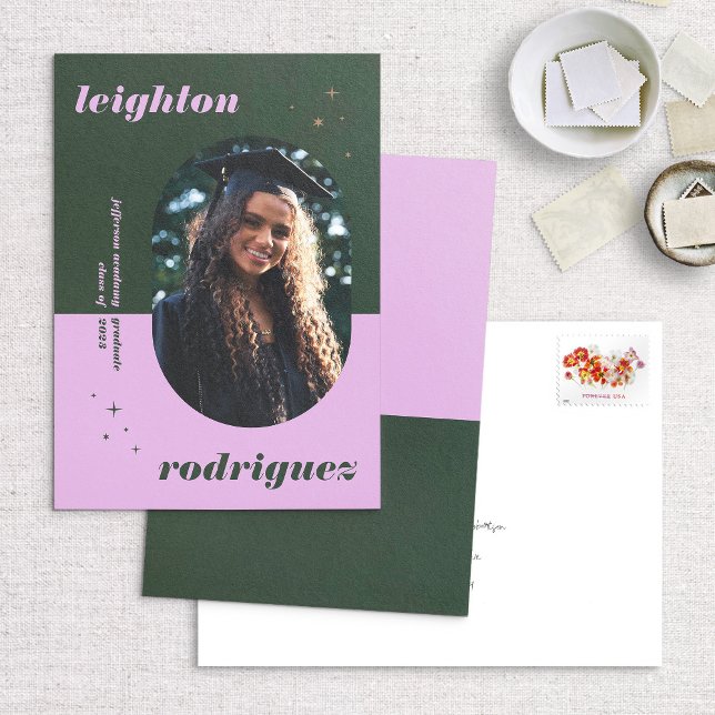 Lavender & Green Photo Graduation Announcement (Creator Uploaded)