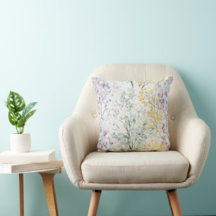 Lavender Green Yellow Trees Cushion