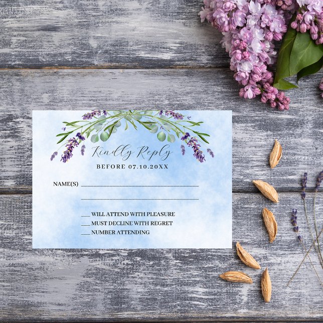 Lavender greenery blue wedding RSVP response (Creator Uploaded)