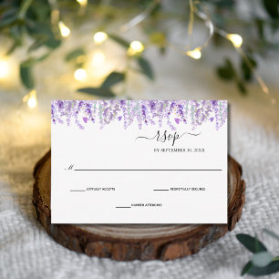 Lavender Greenery Floral Botanial Elegant Wedding RSVP Card