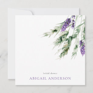 Lavender & Greenery Minimalist Square Shower Invitation