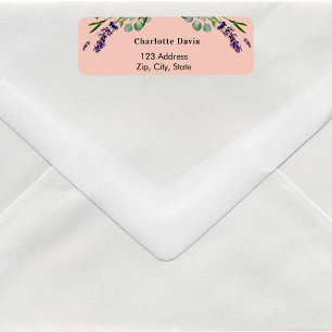 Lavender greenery peach return address label