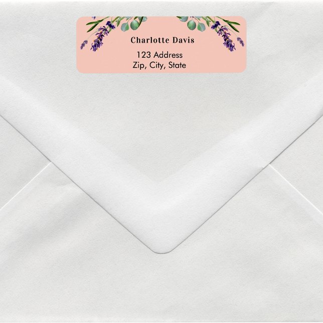 Lavender greenery peach return address label (Creator Uploaded)