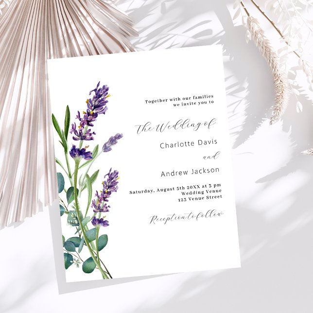 Lavender greenery purple budget wedding invitation (Creator Uploaded)