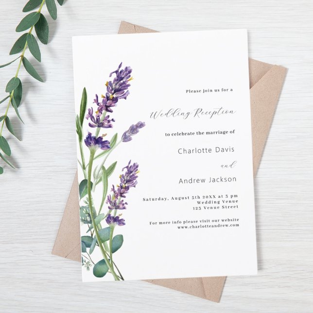 Lavender greenery purple wedding reception invitation (Creator Uploaded)