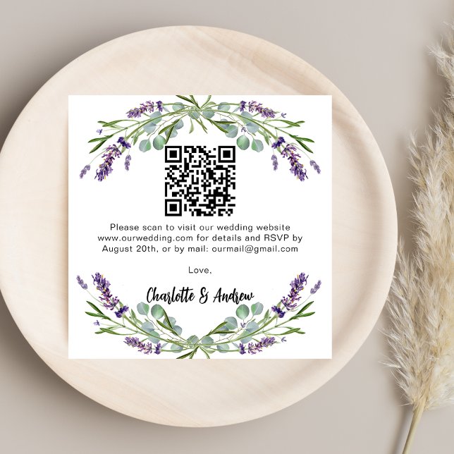 Lavender greenery QR code wedding RSVP Enclosure Card (Creator Uploaded)
