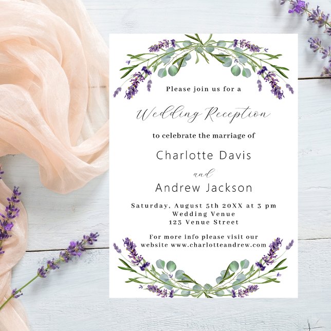 Lavender greenery violet luxury wedding reception invitation (Creator Uploaded)