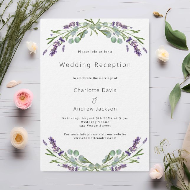 Lavender greenery violet luxury wedding reception invitation (Creator Uploaded)
