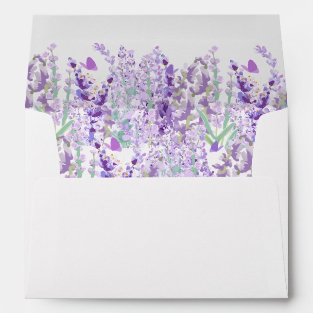 Lavender Greenery Watercolor Elegant Wedding Envelope (Back (Bottom))