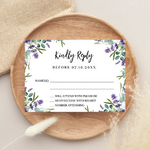 Lavender greenery wedding response RSVP Card