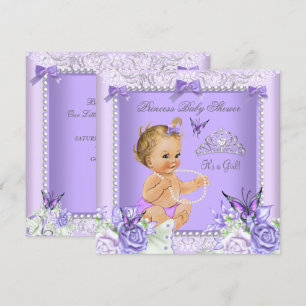 Lavender Grey Baby Shower Girl Blonde Baby Invitation