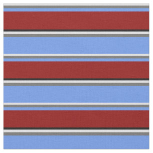 Lavender, Grey, Cornflower Blue, Dark Red & Black Fabric