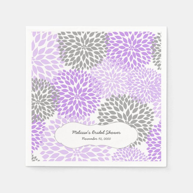 Lavender Grey Dahlia mums / your own wording Napkin (Front)