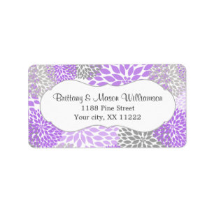 Lavender Grey Dahlia Wedding Bridal Baby Shower Label