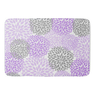 Lavender Grey Dahlias Floral flowers blossoms Bath Mat