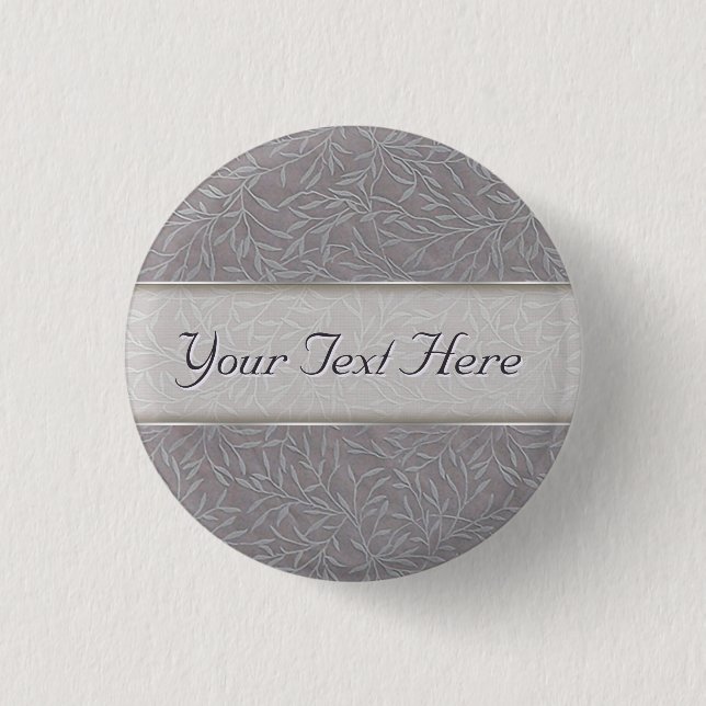 Lavender Grey Embossed Leaf Vines 3 Cm Round Badge (Front)