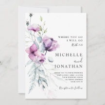 Lavender Grey Floral Bible Verse Christian Wedding