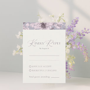 Lavender Grey Floral RSVP Card