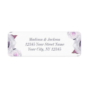 Lavender & Grey Floral Wedding Return Address