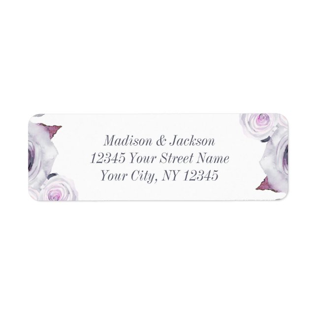 Lavender & Grey Floral Wedding Return Address (Front)