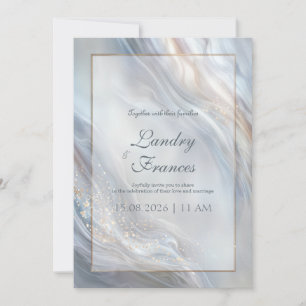 Lavender Grey Fluid Gold Marble Wedding Invitation