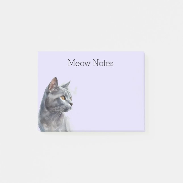 Lavender Grey Kitty Cat Post-it Notes (Front)