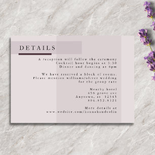 Lavender Grey Neutral Minimalist Wedding Enclosure Card