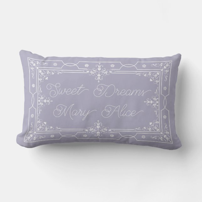 Lavender Grey Sweet Dreams Personalised Lumbar Cushion (Front)