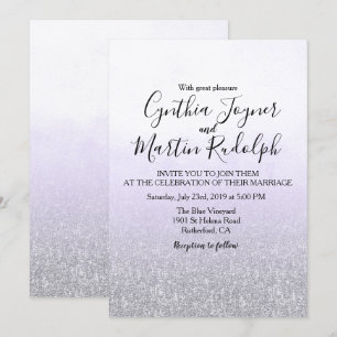 Lavender Grey Watercolor Wedding Invitation
