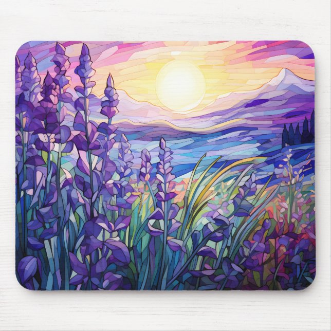 Lavender growing in field, mountain background mouse mat (Front)