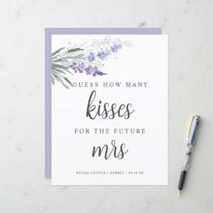 Lavender Guess How Many Kisses Bridal Shower Sign