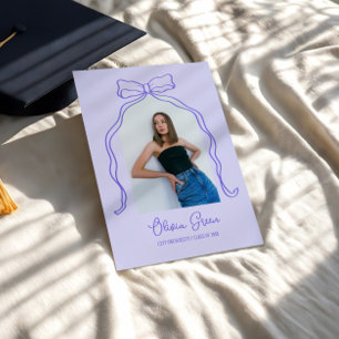 Lavender Hand Drawn Bow Arch Photo Graduation Invitation