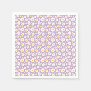 Lavender Hand Drawn Daisy Pattern Napkin