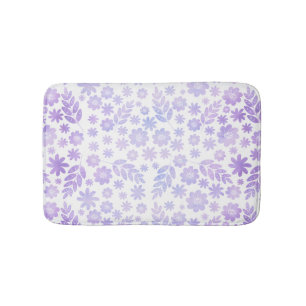 Lavender Hand Drawn Floral Pattern Bath Mat