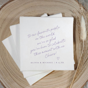 Lavender Handwritten Love Note Style Wedding Napkin