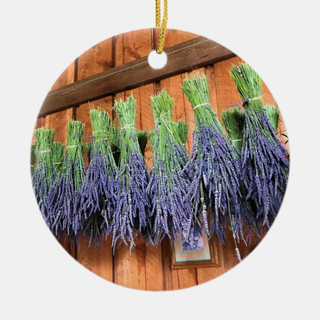 Lavender Hanging in a Barn Ceramic Tree Decoration (Front)