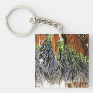 Lavender Hanging in a Barn Key Ring